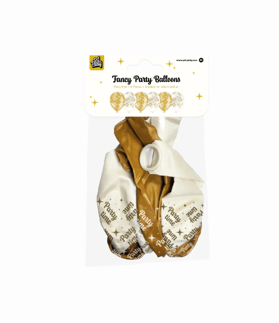 Party Ballonnen Wit Goud 30cm 6st