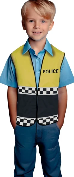 Politie Vest Geel Zwart Kind