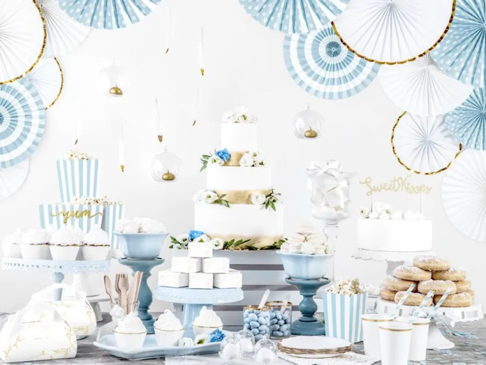 Popcorn Bakjes Blauw Mix 12,5cm 6st