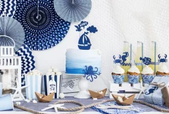 Popcorn Bakjes Blauw Mix 12,5cm 6st