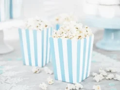 Popcorn Bakjes Blauw Mix 12,5cm 6st