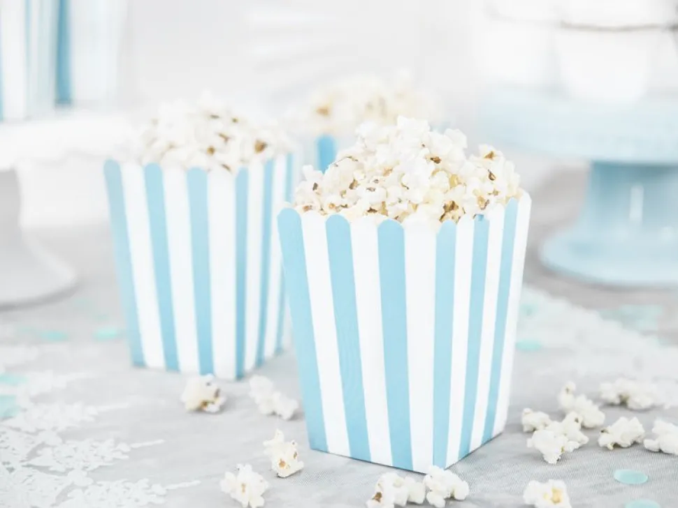 Popcorn Bakjes Blauw Mix 12,5cm 6st