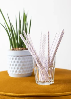 Rietjes Paars Gestreept 19cm 20st