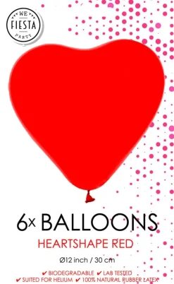 Rode Hartjes Ballonnen 30cm 6st