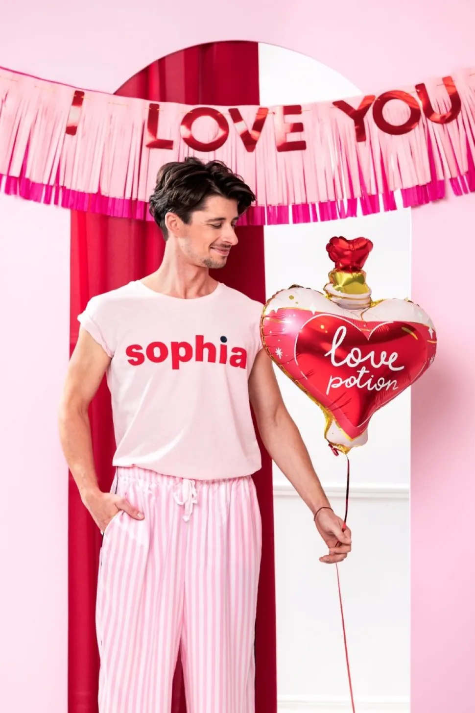 Rood Roze Banner I Love You 1,5m