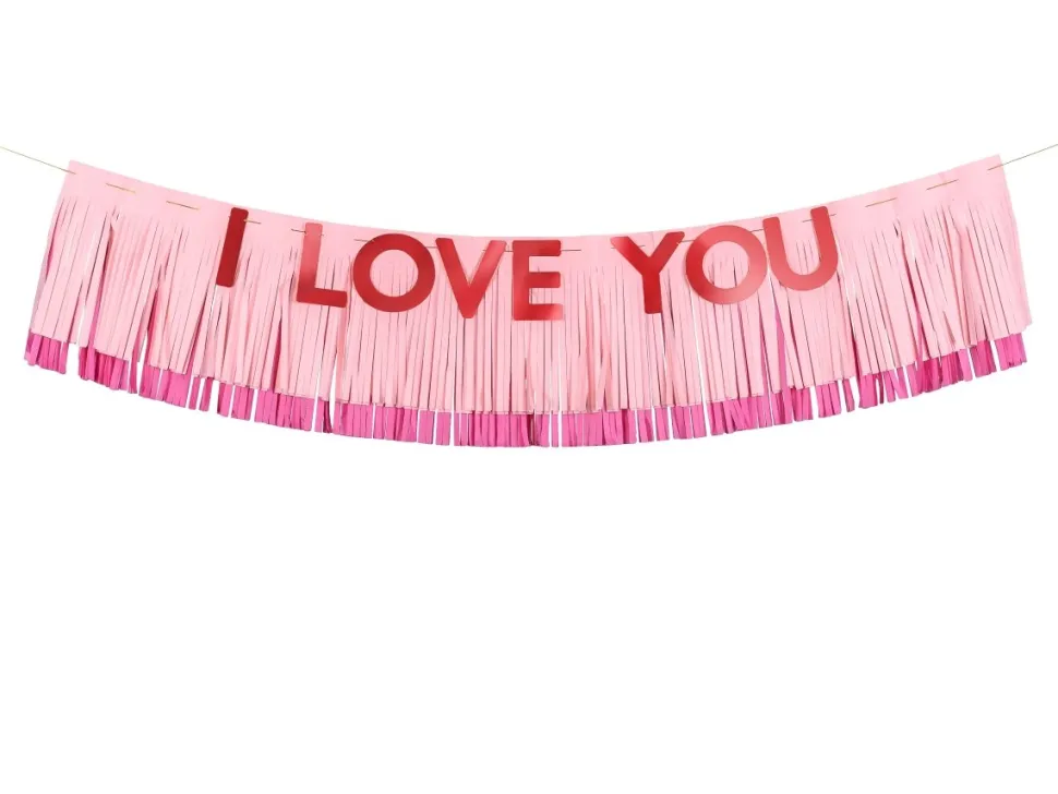 Rood Roze Banner I Love You 1,5m