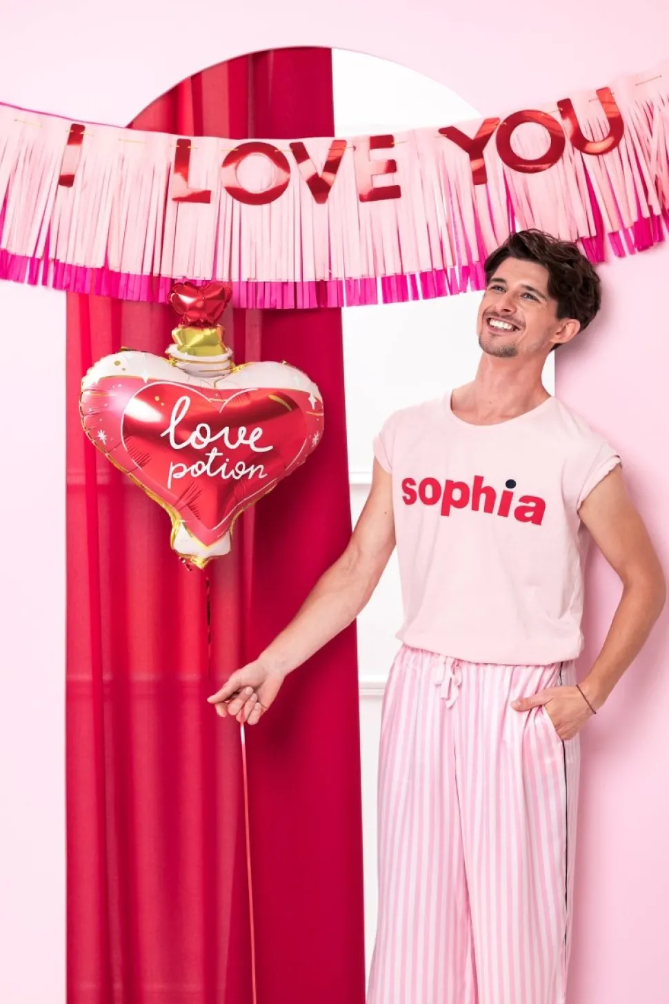 Rood Roze Banner I Love You 1,5m