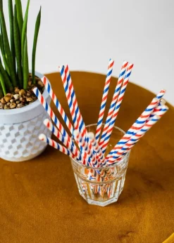 Rood Wit Blauwe Rietjes Karton 20st