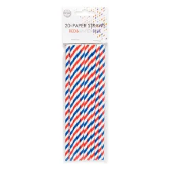 Rood Wit Blauwe Rietjes Karton 20st