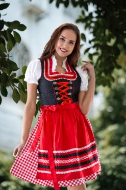 Rood Witte Dirndl Jurk Oktoberfest Dames Geruit