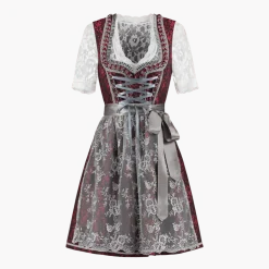 Rood Zilveren Dirndl Jurk Oktoberfest 2 delig