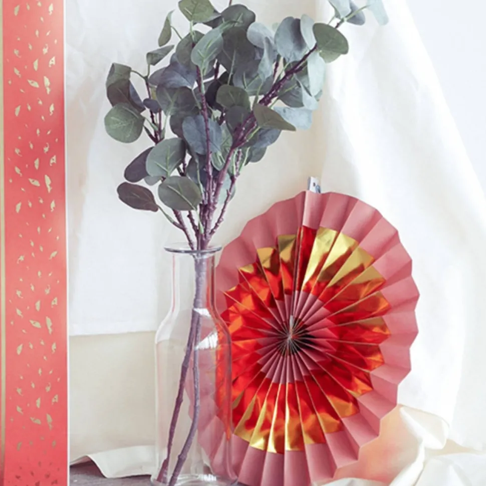 Rose Gouden Papieren Waaiers 5st