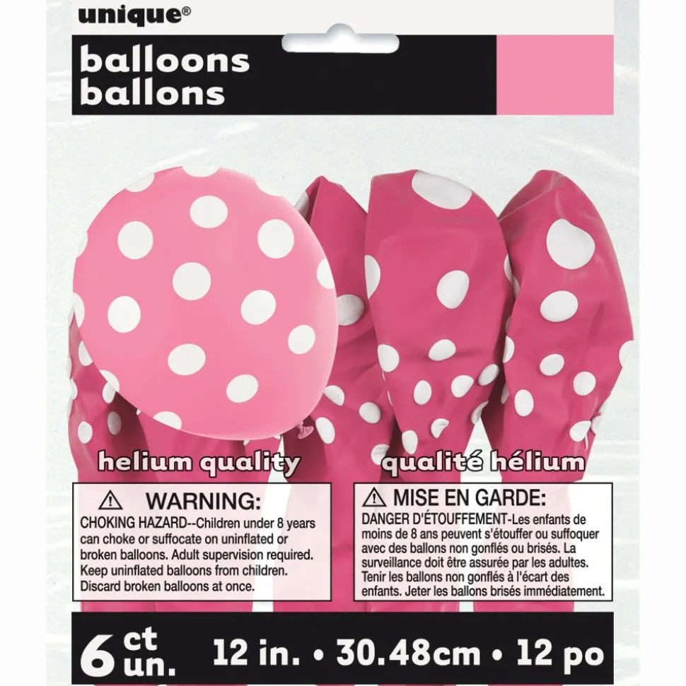 Roze Ballonnen Witte Stippen 30cm 6st