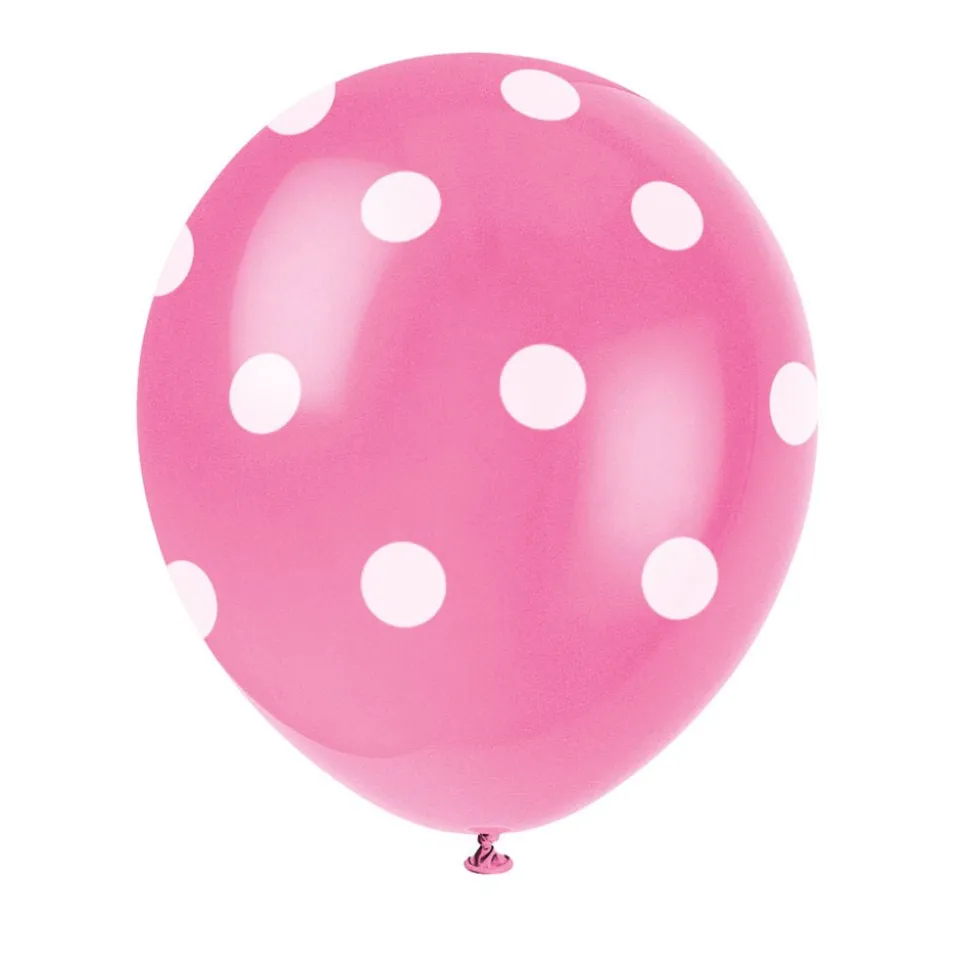 Roze Ballonnen Witte Stippen 30cm 6st
