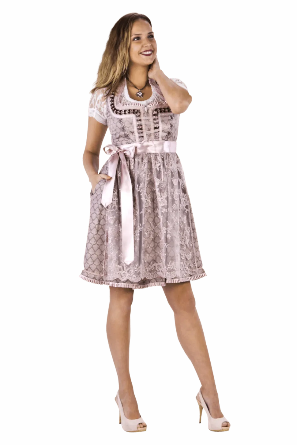Roze Dirndl Jurk Oktoberfest Dames 2 Delig