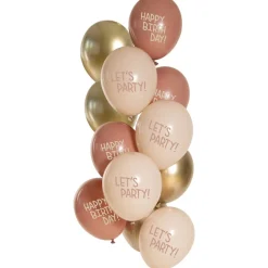 Roze Happy Birthday Ballonnen 33cm 12st