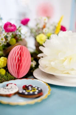 Roze Honeycomb Paasei 12cm