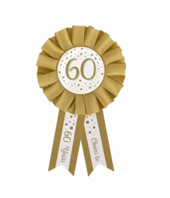 Rozet 60 Jaar Goud Wit 14cm