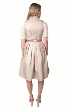 Roze Wit Creme Dirndl Jurk Oktoberfest Dames Jaquard