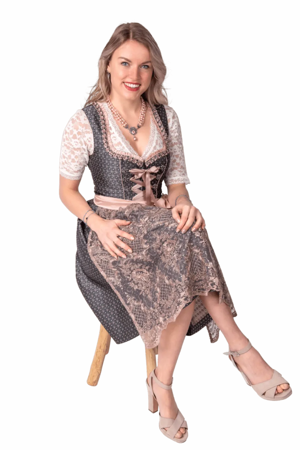Roze Wit Creme Dirndl Jurk Oktoberfest Dames