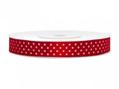 Satijn Lint Rood Stip 12mm 25m