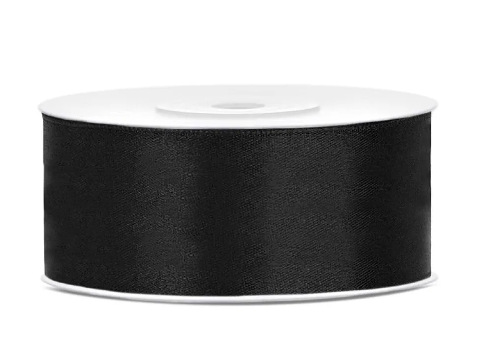 Satijn Lint Zwart 25mm 25m