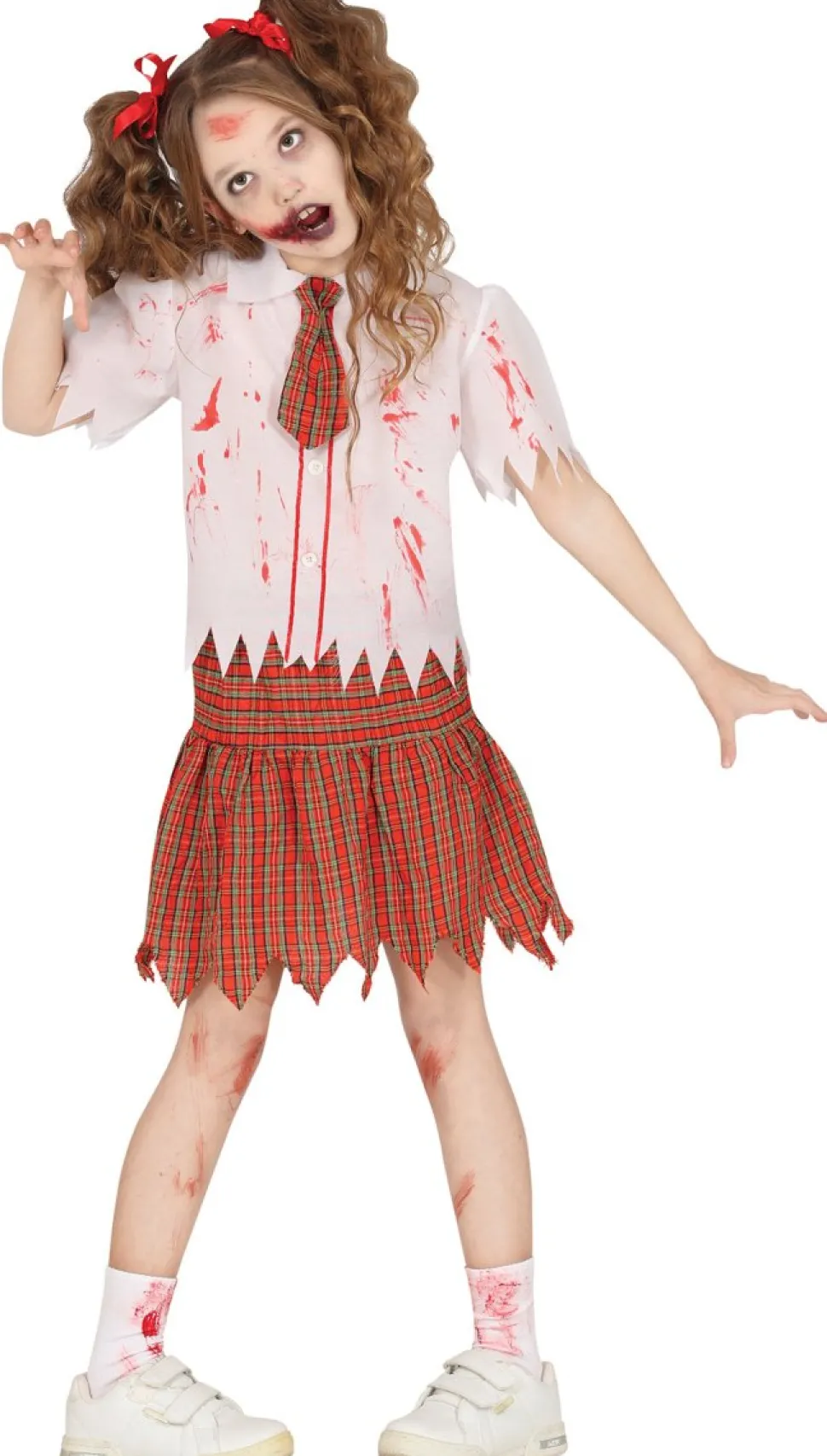 Schoolmeisje Kostuum Rood Wit Zombie
