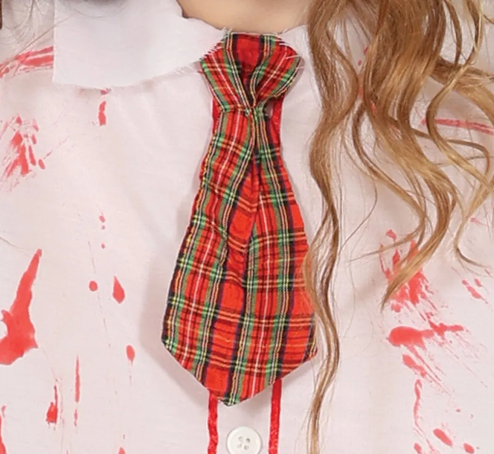Schoolmeisje Kostuum Rood Wit Zombie