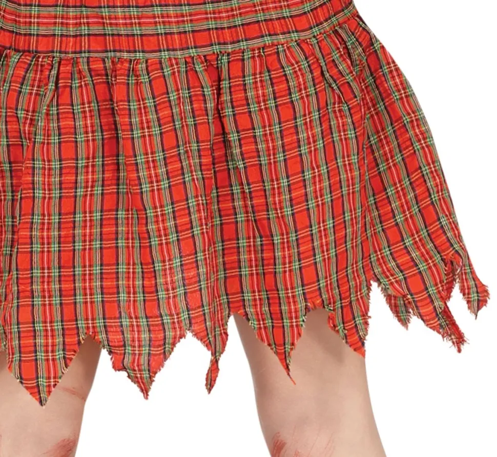 Schoolmeisje Kostuum Rood Wit Zombie