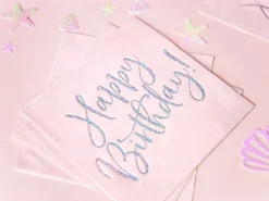 Servetten Happy Birthday Lichtroze 33cm 20st