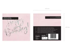 Servetten Happy Birthday Lichtroze 33cm 20st