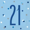 Servetten 21 Jaar Blauw 33cm 16st
