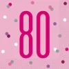 Servetten 80 Jaar Roze 33cm 16st