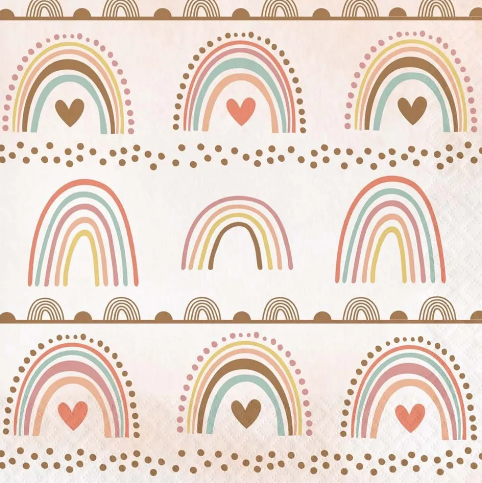Servetten Regenboog Hartjes 16st