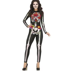 Skelet Halloween Kostuum Dames Bloemen
