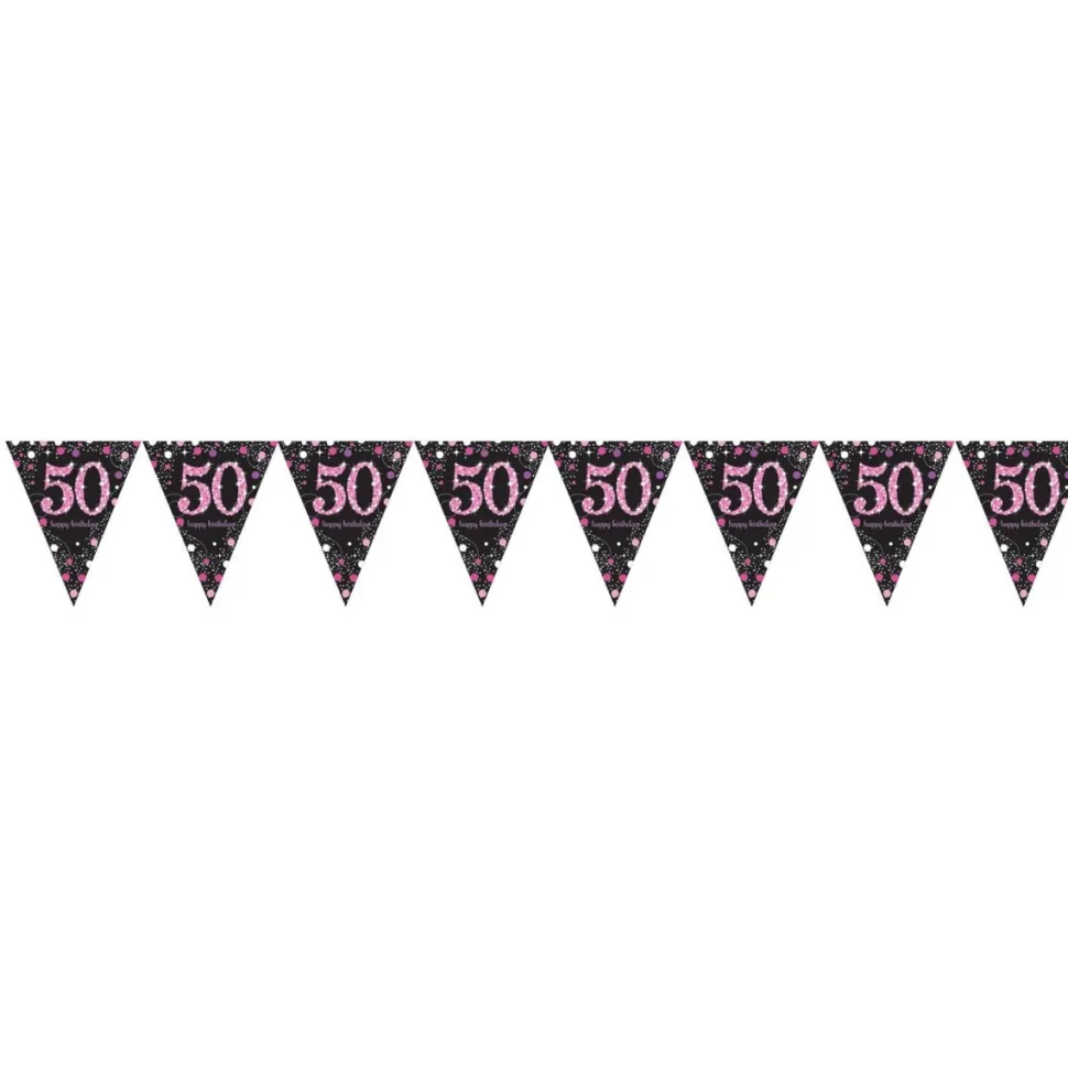 Slinger 50 Jaar Happy Birthday Roze 4m