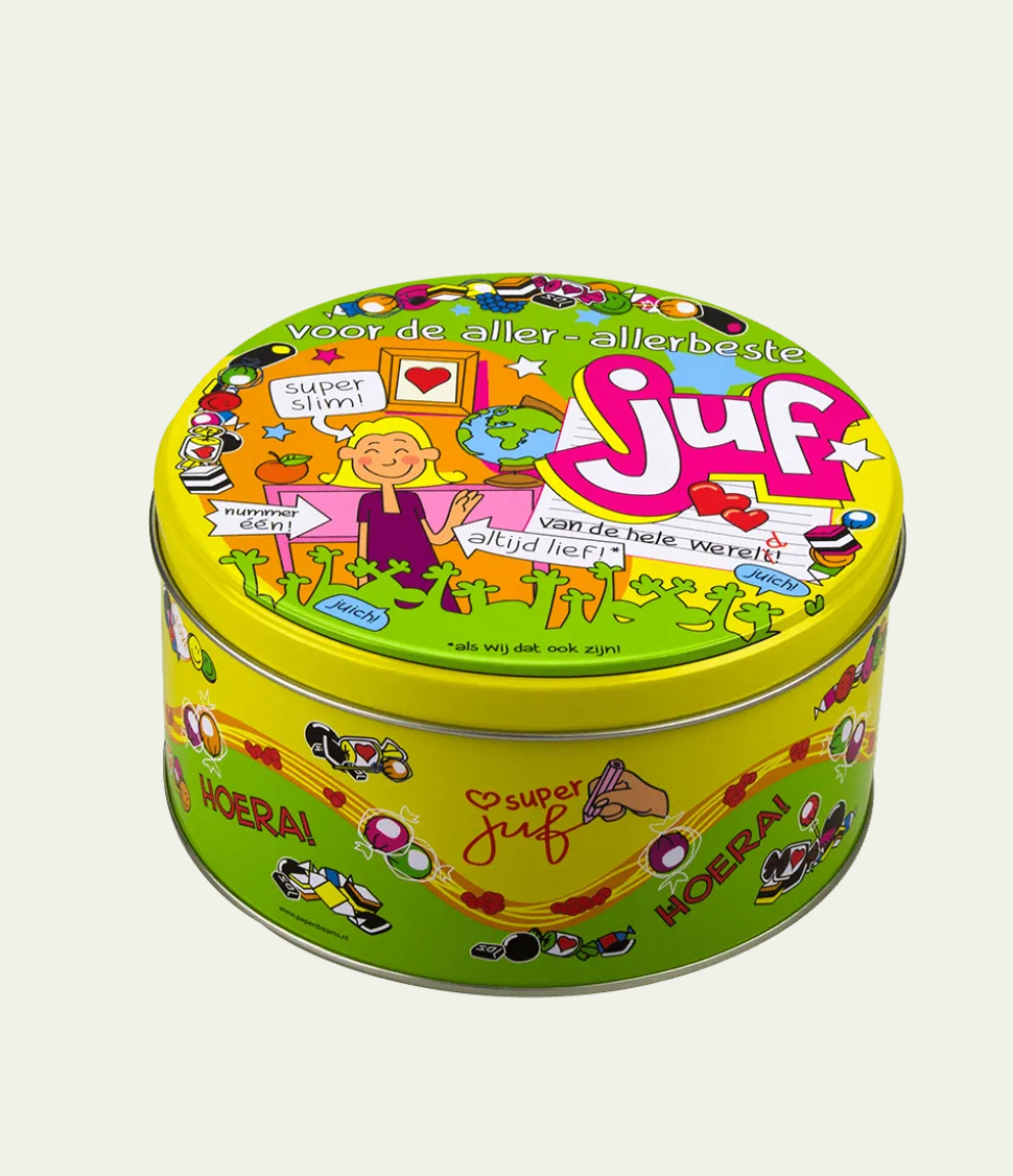 Snoeptrommel Juf 14cm