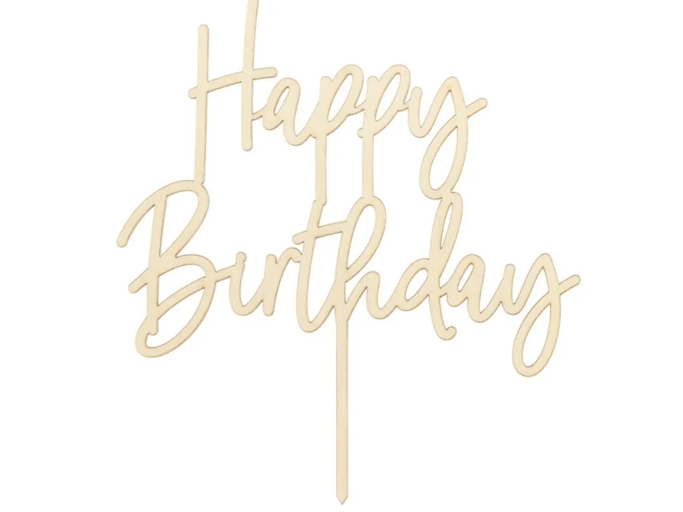 Taarttopper Happy Birthday Hout 16,5cm