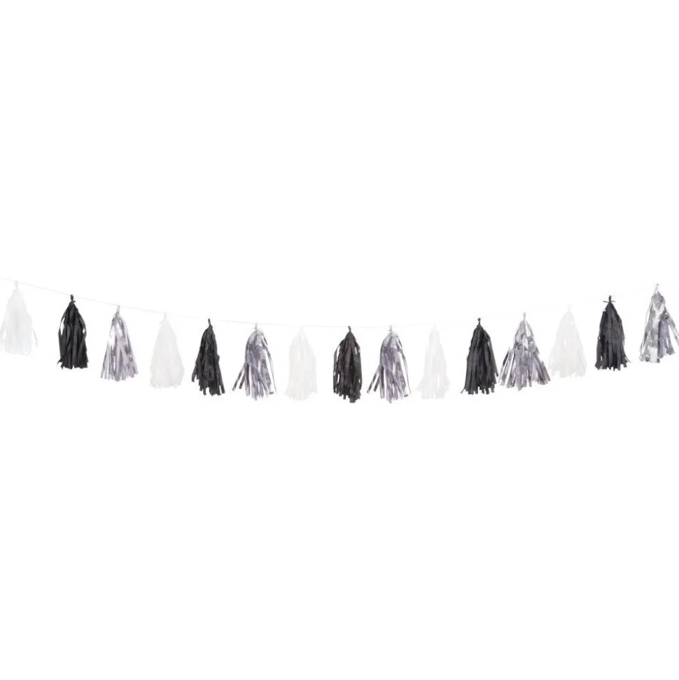 Tassel Slinger Zwart Wit Zilver 2,7m