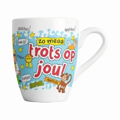 Trots Op Jou Mok Blauw Wit 12cm