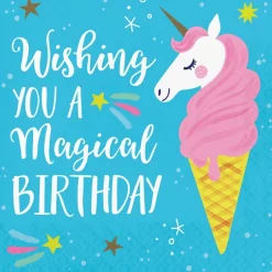 Unicorn Servetten Happy Birthday 33cm 16st