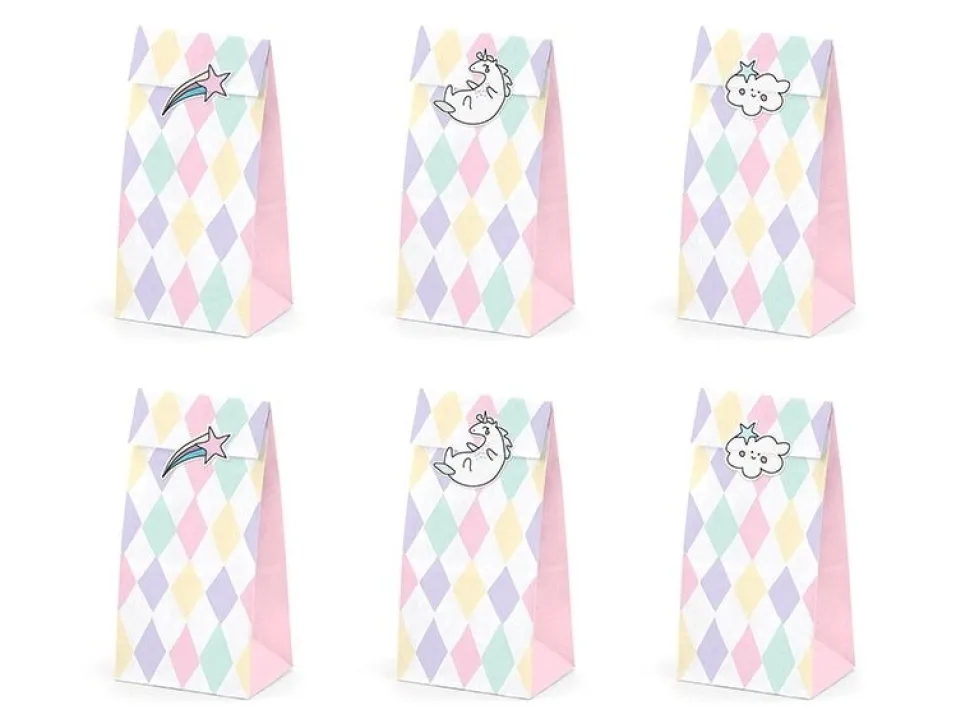 Unicorn Uitdeelzakjes Papier 18cm 6st