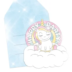 Unicorn Uitnodigingen Happy Birthday 6st