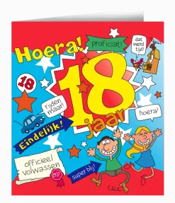 Verjaardagskaart 18 Jaar Cartoon 16,5cm