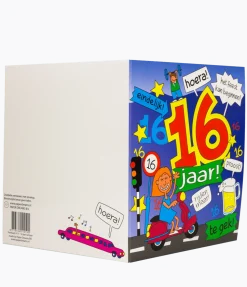 Verjaardagskaart 16 Jaar Cartoon 16,5cm