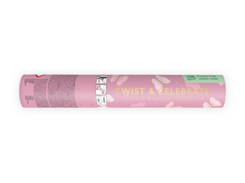 Vlinder Confetti Kanon Lichtroze 20cm