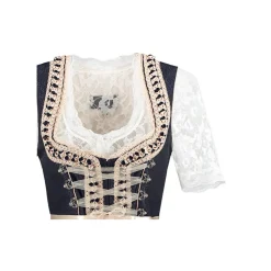 Wit Blauwe Dirndl Jurk Oktoberfest Dames 2 Delig