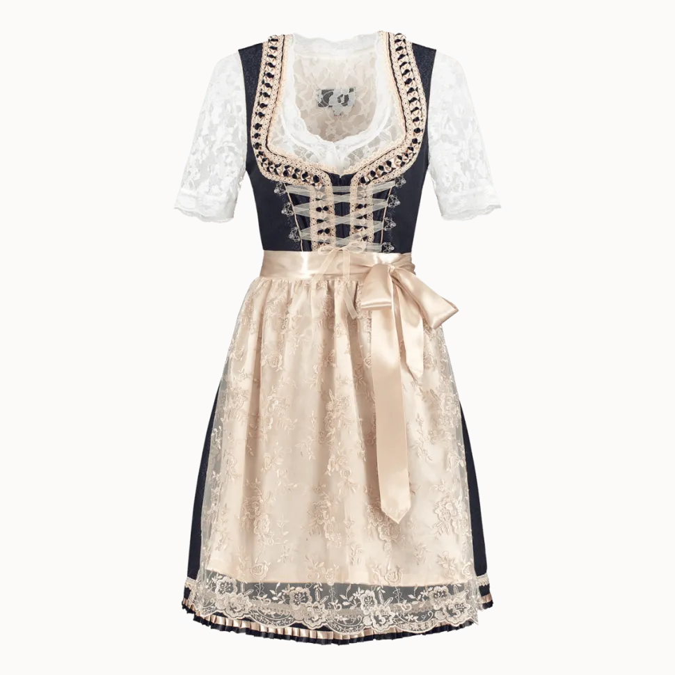 Wit Blauwe Dirndl Jurk Oktoberfest Dames 2 Delig
