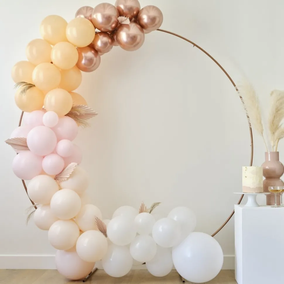 Wit Perzik Rose Gouden Ballonnenboog Set