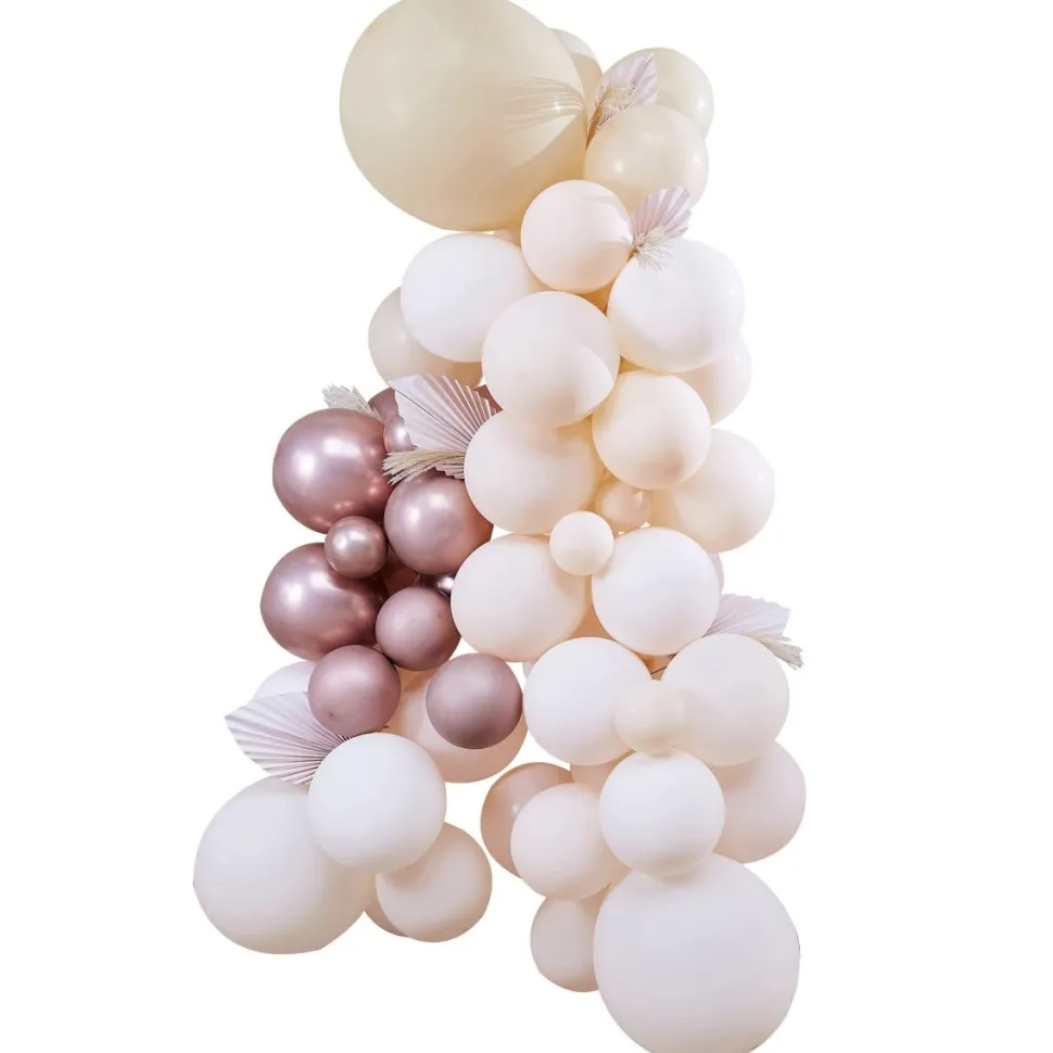 Wit Perzik Rose Gouden Ballonnenboog Set